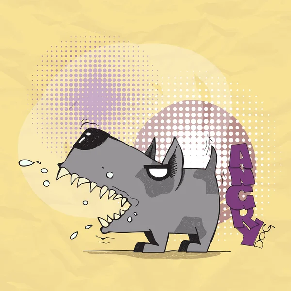 Ilustración vectorial de lindo perro enojado — Stockvector