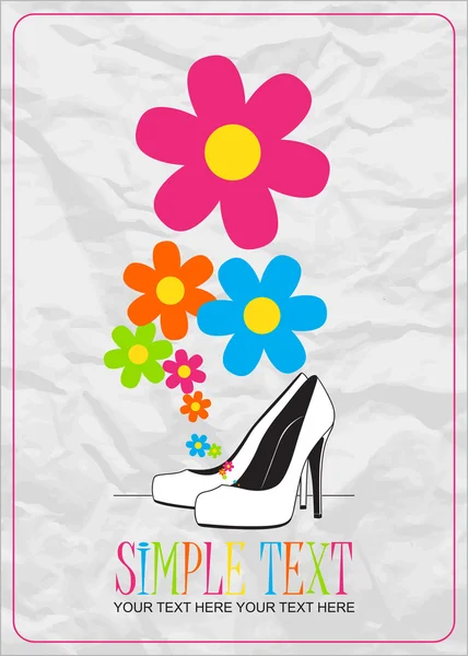 High-heeled shoes and flowers. — Stock Vector