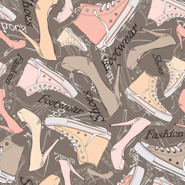 Footwear seamless pattern — Stock Vector