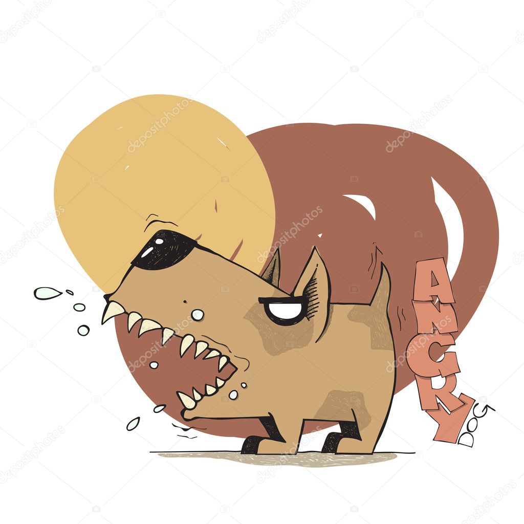 vector illustration of cute angry dog - 图库矢量图片