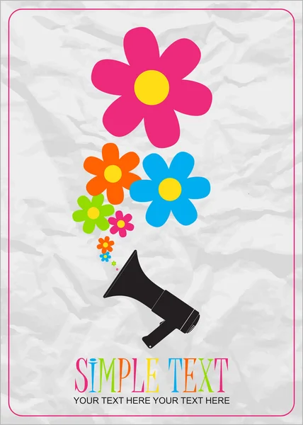 メガホンと花の抽象的なベクトル イラスト. — ストックベクタ