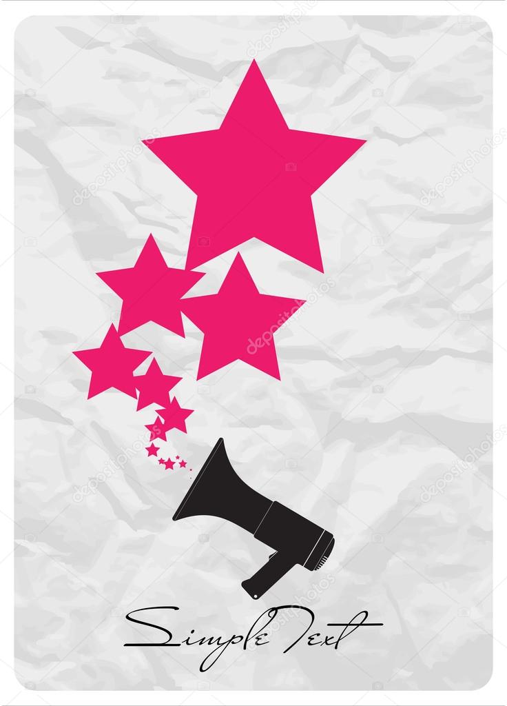 Abstract vector illustration of megaphone and stars.