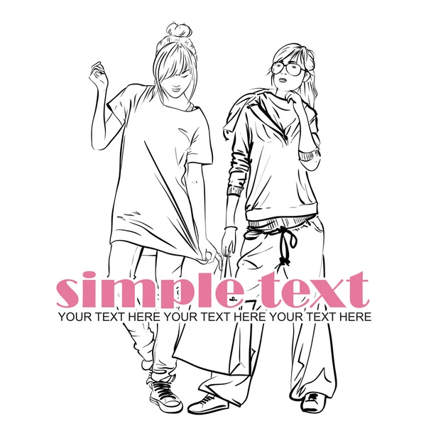 Two fashion girls — Stock Vector