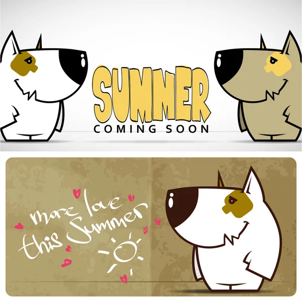 Sommer Vektor-Karte mit lustigen Cartoon-Doggy. — Stockvektor