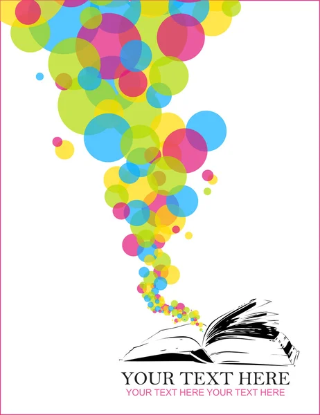 Abstract vector illustration with opened book and balloons — Stock Vector