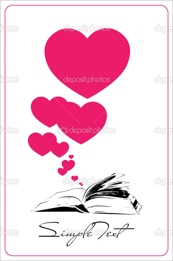 Opened book and hearts.