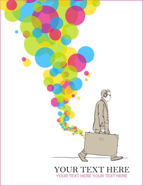 seyahat çantası ve balon erkeklerle tasarlamak vektör çizim.