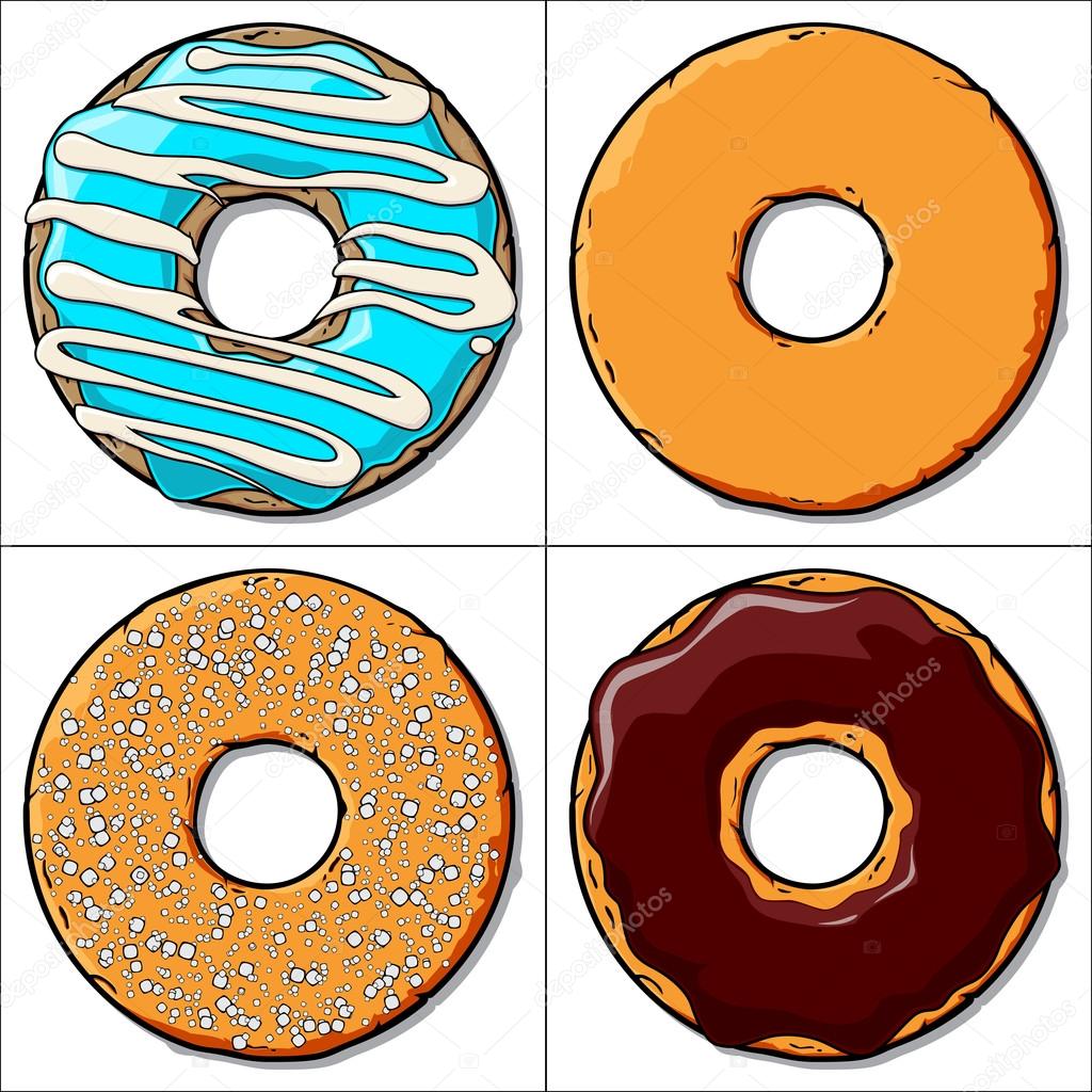 Vector set of cartoon donuts.