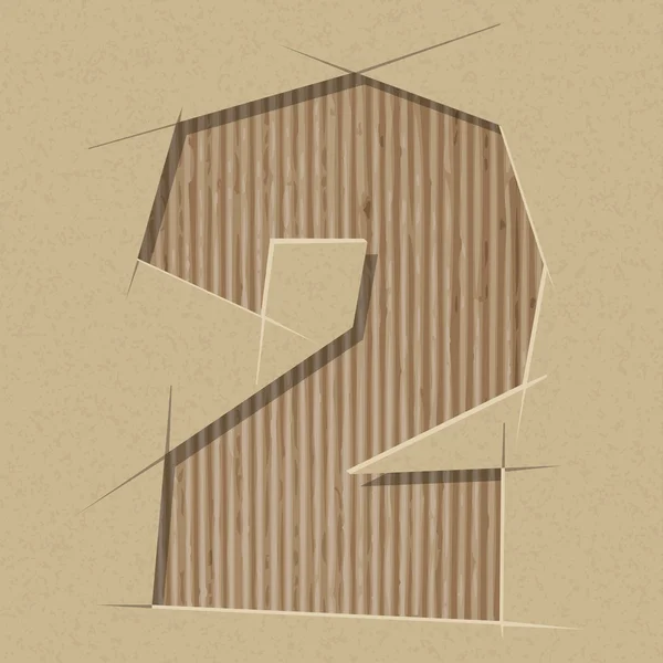 Номер 2 вирізаний на картоні — стоковий вектор