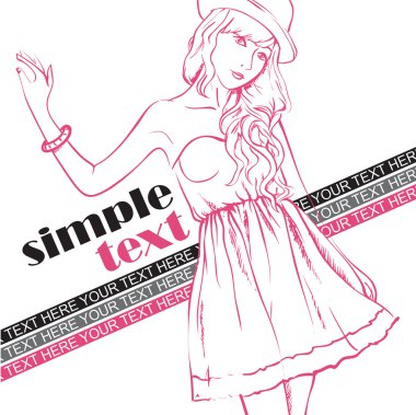 güzel kızla Retro poster