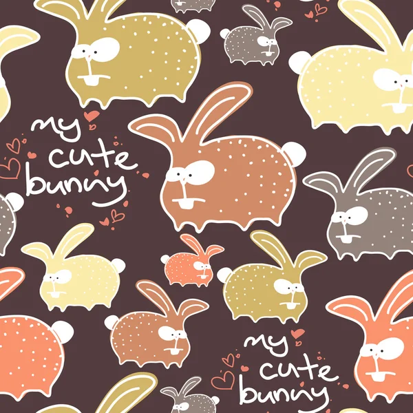 Funny bunny seamless texture. Vector illustration — Stock Vector