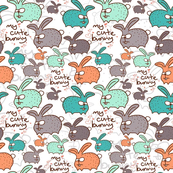 Funny bunny seamless texture. Vector illustration — Stock Vector