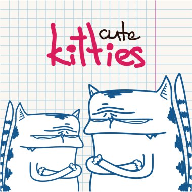 komik karikatür kedi karakteri ile vektör çizim.