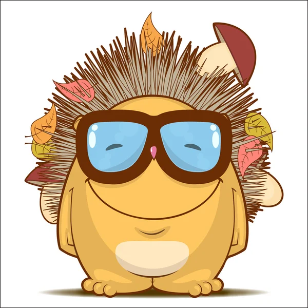 Vector illustration with funny cartoon hedgehog character. — Stock Vector