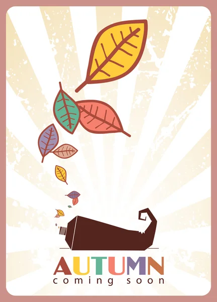 Abstract autumnal vector illustration with tube and leafs. — Stock Vector