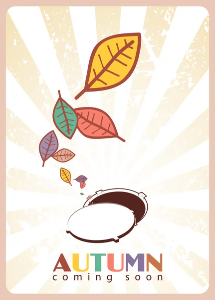 Abstract autumnal vector illustration with manhole and leafs. — Stock Vector