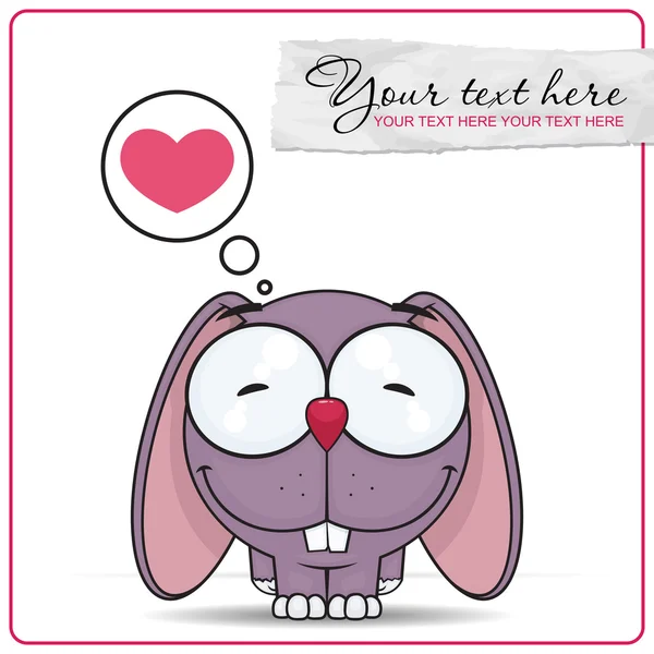 Vector illustration of cute cartoon bunny character and heart. — Stock Vector