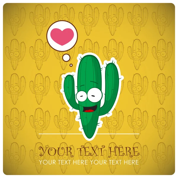 Carte de vœux vectorielle avec personnage de cactus de dessin animé . — Image vectorielle