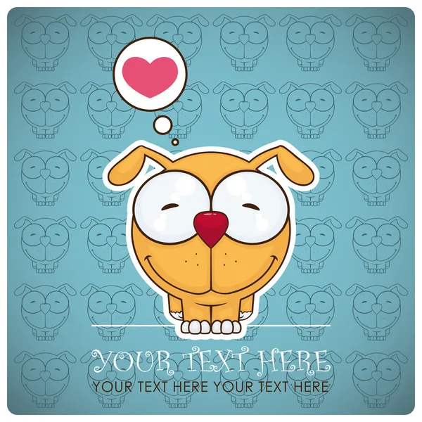 Tarjeta de felicitación animal con divertido perro de dibujos animados . — Vector de stock