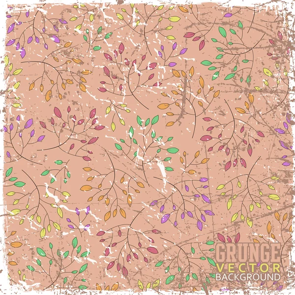 Vintage scratched floral background — Stock Vector