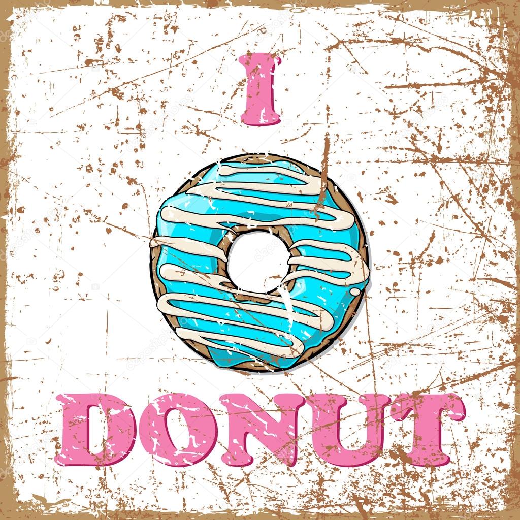 Vintage scratched background with cartoon donut — Stock Vector © R_lion ...