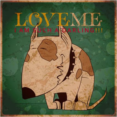 eps10 vintage kartı ile karikatür köpek