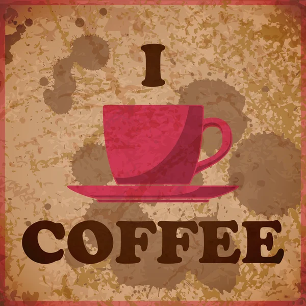 EPS10 fond vintaje avec tasse à café et texte — Image vectorielle