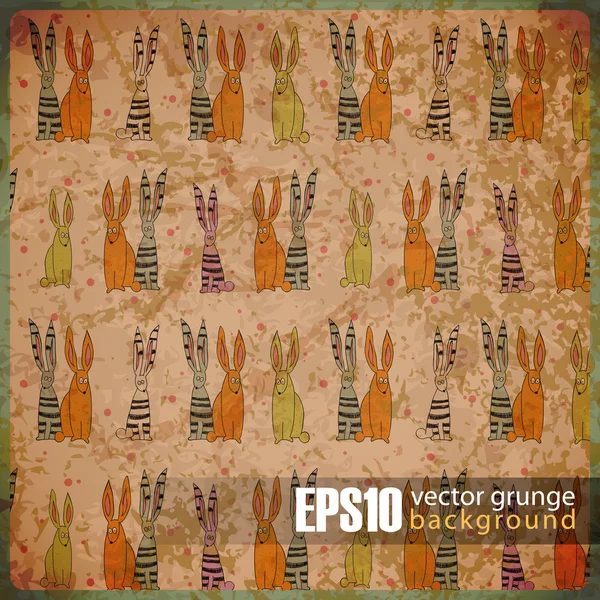 Eps10 vintage Hintergrund mit Kaninchen — Stockvektor