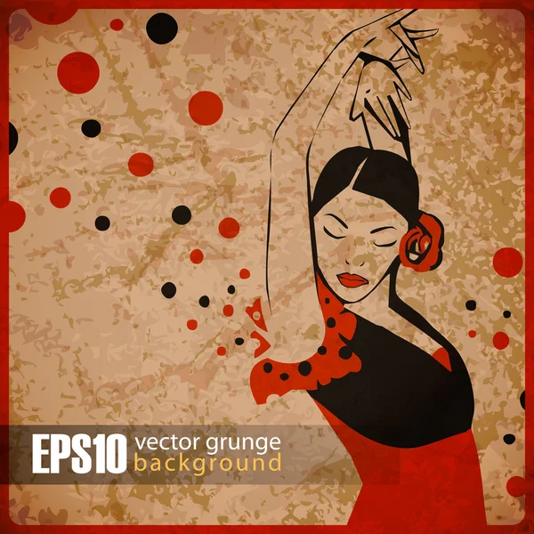 Fond rayé vintage avec danseuse de flamenco — Image vectorielle