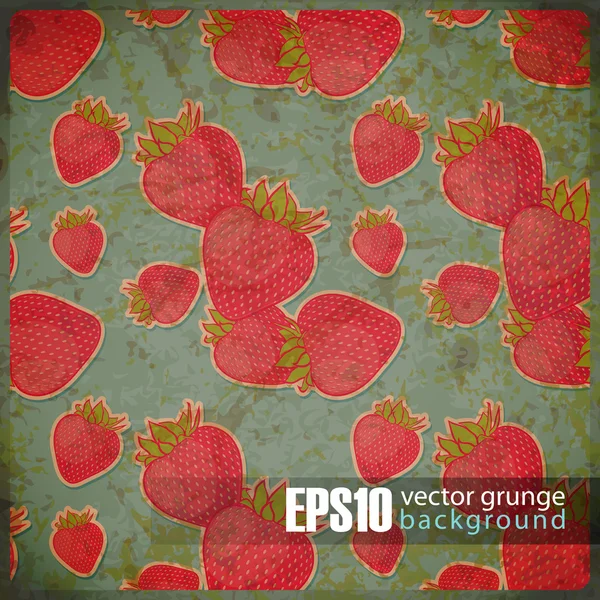 Eps10 vintage achtergrond met aardbeien — Stockvector