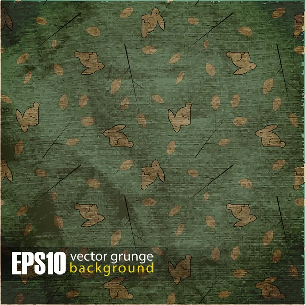 EPS10 fundo vintage com coelhos — Vetor de Stock