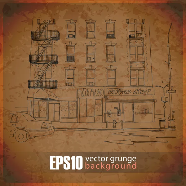 EPS10 fundo vintage com paisagem urbana — Vetor de Stock