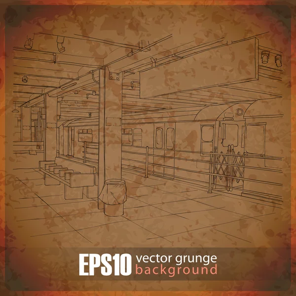 Eps10 vintage bakgrund med subway station — Stock vektor