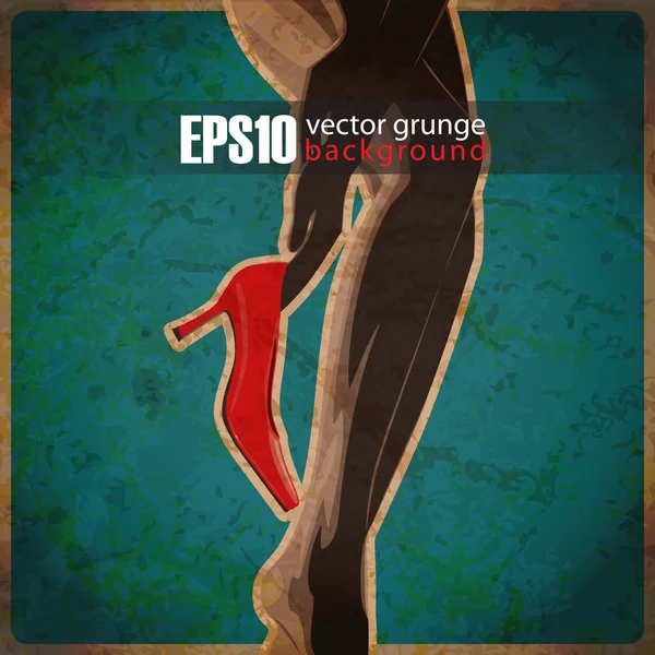 EPS10 fondo vintage con pies de mujer — Vector de stock