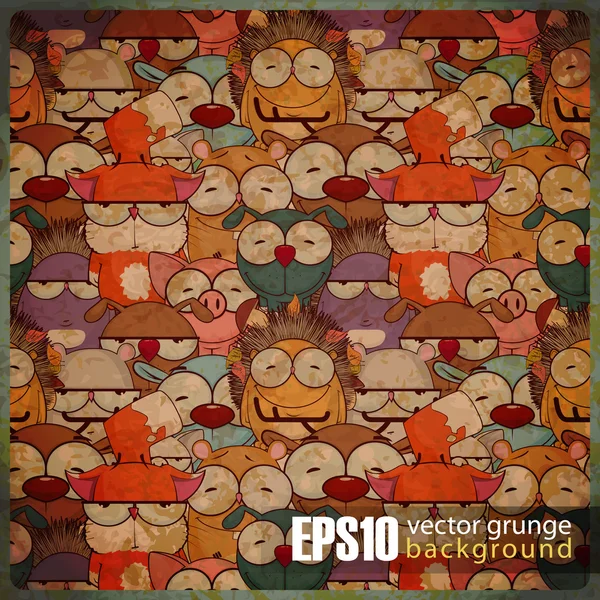 EPS10 vintage background with cartoon animals Royalty Free Stock Vectors