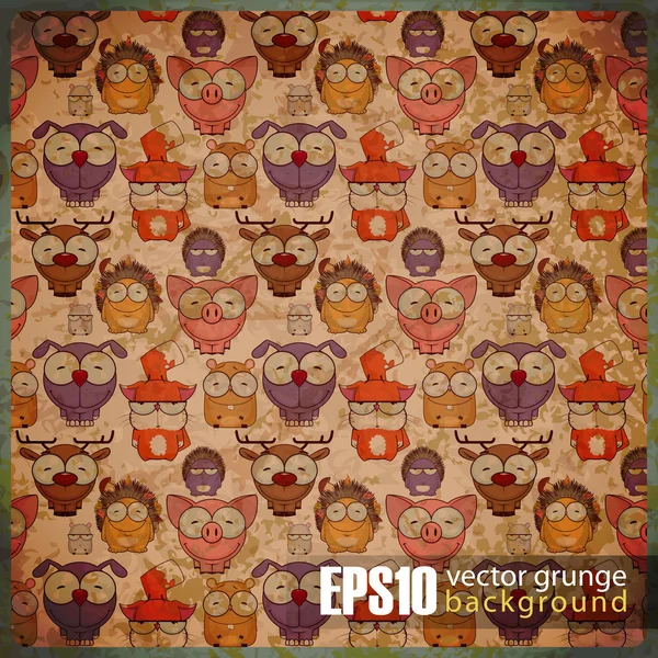 EPS10 vintage background with cartoon animals Vector Graphics