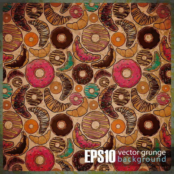 EPS10 vintage background with croissants and donuts. Royalty Free Stock Vectors