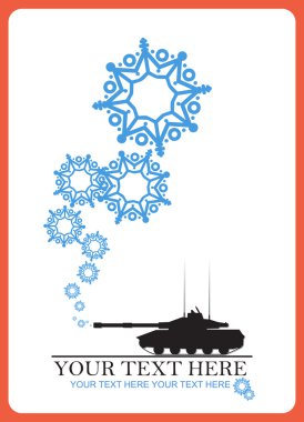tank ve kar taneleri tasarlamak vektör çizimi.
