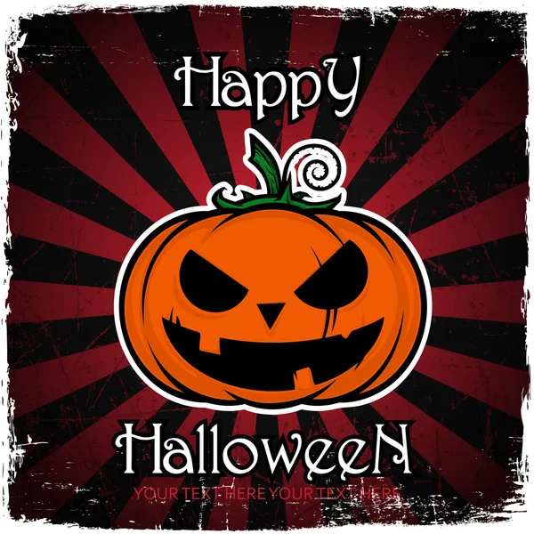 Tarjeta de felicitación de Halloween con calabaza de dibujos animados. Ilustración vectorial — Vector de stock
