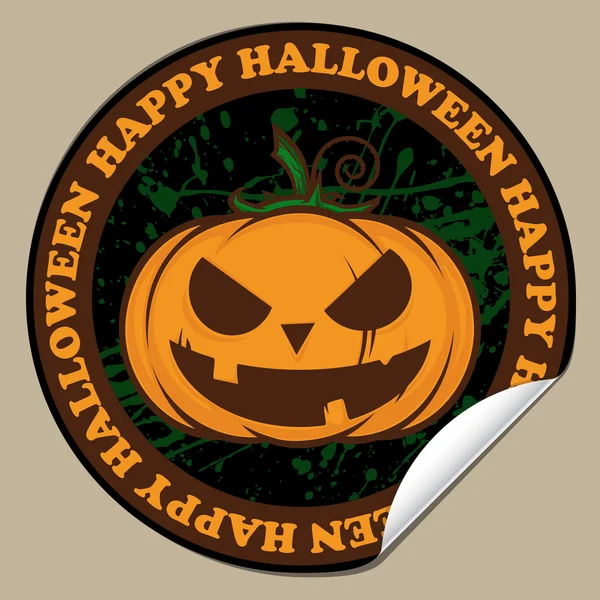 Stickers with cartoon halloween pumpkin. Vector — Stock Vector