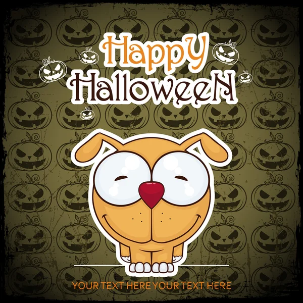 Tarjeta de felicitación de Halloween con polla de dibujos animados. Ilustración vectorial — Vector de stock