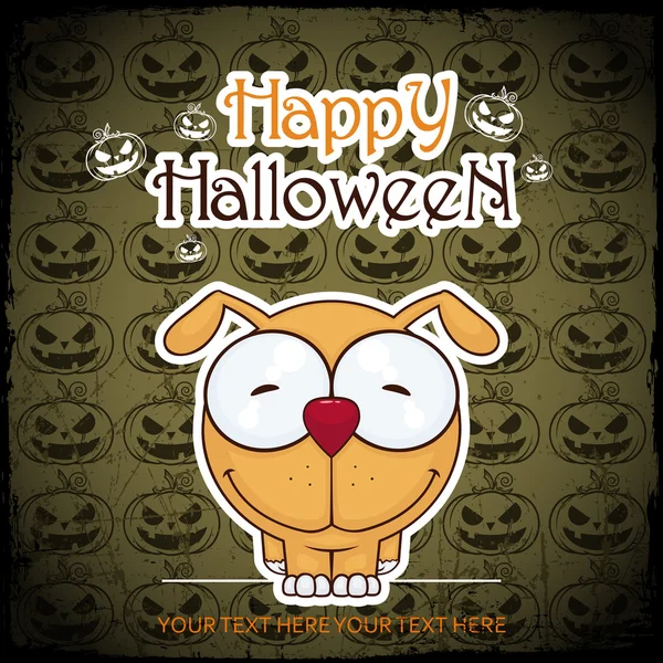 Halloween greeting card with cartoon cock. Vector illustration — Stock Vector