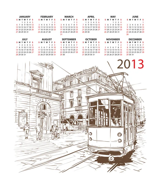 Vektorkalender 2013 mit Zug-Illustration — Stockvektor