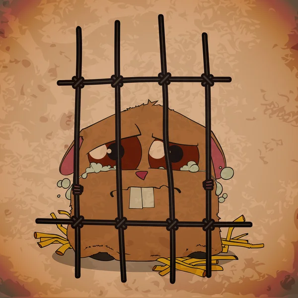 Crying hamster in a cage. Grunge vector illustration. — Stock Vector