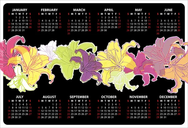 2013. kalendarz z ilustracji kwiatów — Wektor stockowy