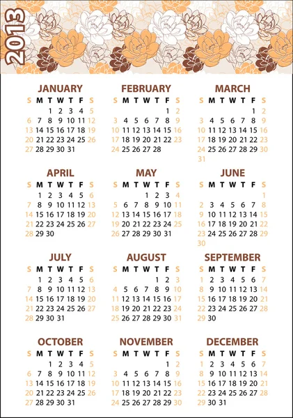 2013. kalendarz z ilustracji kwiatów — Wektor stockowy