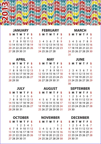2013. Kalender mit abstraktem Ornament mit Buchstaben — Stockvektor