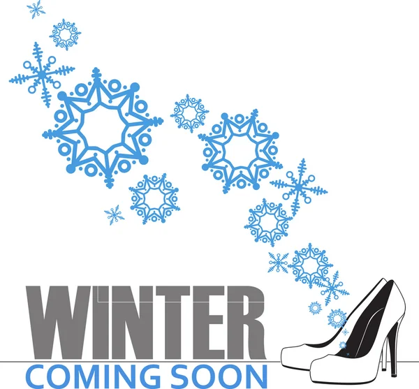 Εικονογράφηση φορέας αφηρημένη παπούτσια και νιφάδες χιονιού. — Διανυσματικό Αρχείο