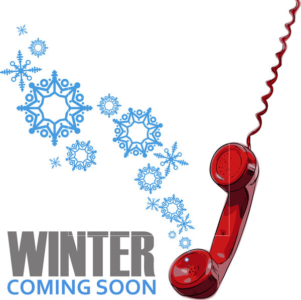 Abstract vector illustration of telephone and snowflakes.