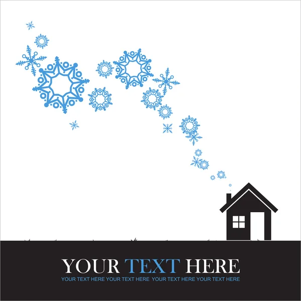 Abstract vector illustration of house and snowflakes. — Stock Vector